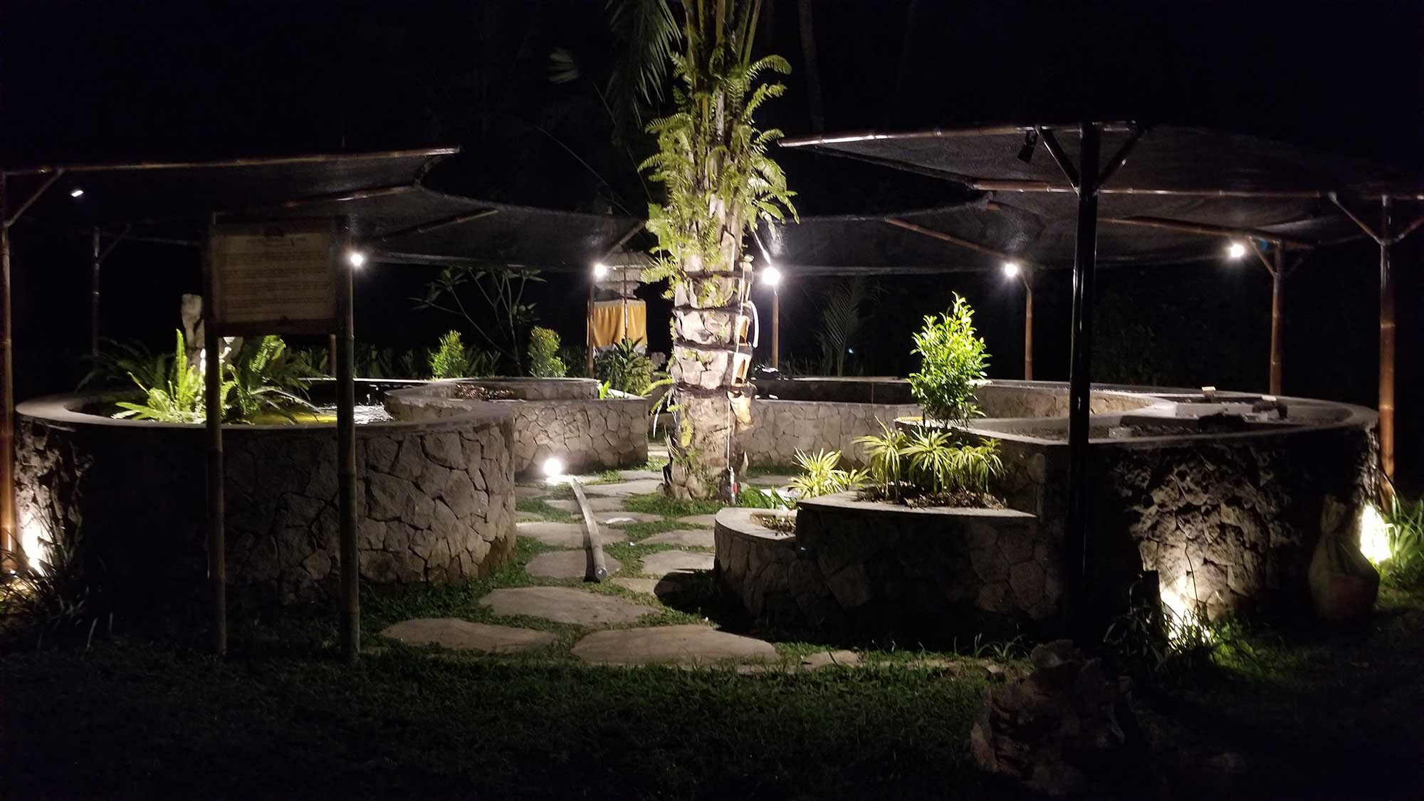 Nature-inspired aquaponics landscape integrating greenery, stone and water